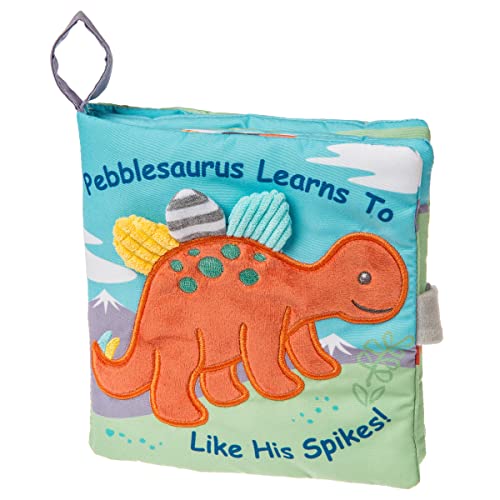 Image of Mary Meyer Soft Cloth Book with Crinkle Paper and Squeaker, 6 x 6-Inches, Pebblesaurus