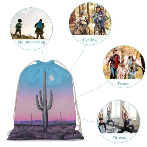 Saguaro Cactus Drawstring Backpack Canvas String Bag Lightweight Sports Gym Bag for Men Women3