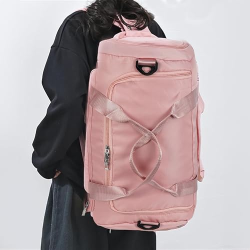 Image of Storite Nylon 52 Cm Travel Bag for Woman with Dry and Wet Separate Pocket, Duffle Bags for Travelling Waterproof Backpack Carry Luggage Bag with Shoe Compartment (Pink, 52 x 23 x 25 cm)