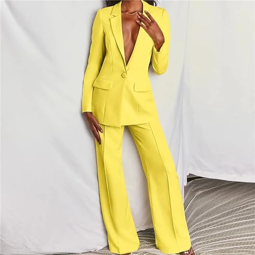Chic Yellow Pant Suit for Effortless Office Elegance - Image 2