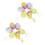 Vaguelly 12 Stück Schaumeier passende Eier Bausatz bunt hängend Form groß Osterei-Anhänger Ostern schmücken anhänger Layout-Requisiten Party -Verzierungen Colorful