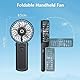 Handventilator Hand Ventilator Klein, Faltbarer USB Mini Fan Akku Ladbar 4 Geschwindigkeiten, Tragbarer Ventilator Rechargeable Tischventilator Portable Fan für Büro&Outdoor&Reisen&Camping - Schwarz