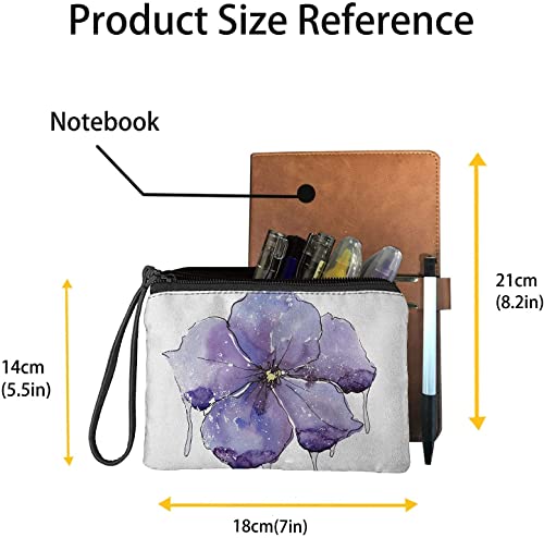 Bulopur Chrysanthemum Flower Makeup Bag Zipper For Women, White Floral Portable Roomy Travel Cosmetic Bag, Light Blue Female Purse Bag Accessories Organizer #TOP3