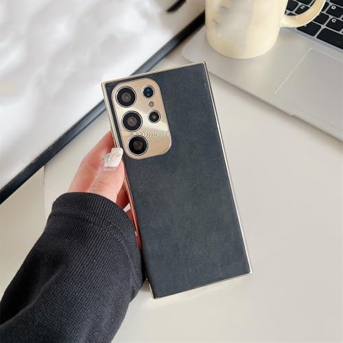 Étui en cuir mat de luxe pour Samsung Galaxy S23 Plus avec protection d'objectif chic