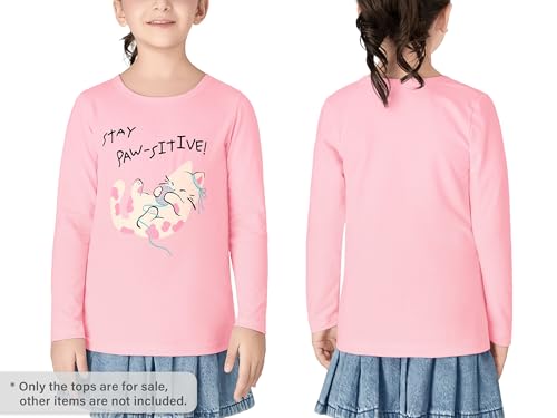 Image of Girls Long Sleeve T-Shirt Cute Versatile Basic Casual Top Size 6-18 | Soft Stretchy Tee for All Day Comfort, Versatile Layering Top for Cold Days, Cute Casual Style for Girls, Durable Easy Care