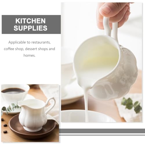 Jarra de leche de cerámica de 230ml con diseño portátil para café y postres 4