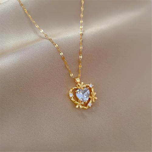 Collier pendentif cœur ciselé fleurs acier inoxydable durable - 2