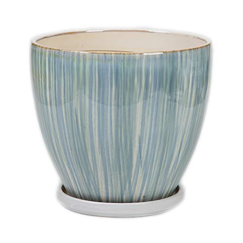 Cache-pot en céramique bleue 17,5cm pour salon et bureau - 2