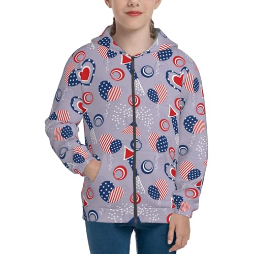 Independence Day Kid Hoodies Boys Zip Up Sweatshirts Girls Pullover with Pocket3