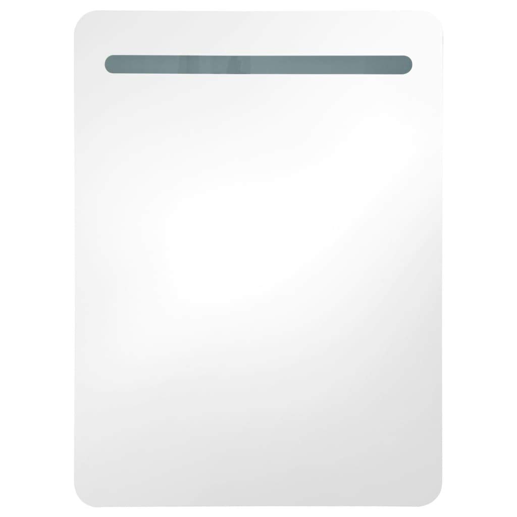 Mobile da bagno a LED con specchio grigio cemento, 60 x 11 x 80 cm, in MDF con finitura in melamina, design moderno con luce soffusa, 2 ripiani, salvaspazio per piccoli bagni e ospiti WC
