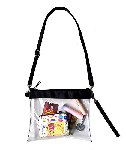 KOSTOO Sac à Main Transparent Crossbody, Sac Fourre-tout à Glissière Pour Gymnase Sac de Toilette Transparent Sac à Main Transparent Gameday Avec Bandoulière et Dragonne Réglables Cover