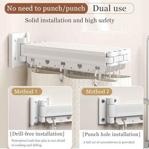 Tringle de douche réglable et résistante à l'eau structure pliable en lin moderne - 4