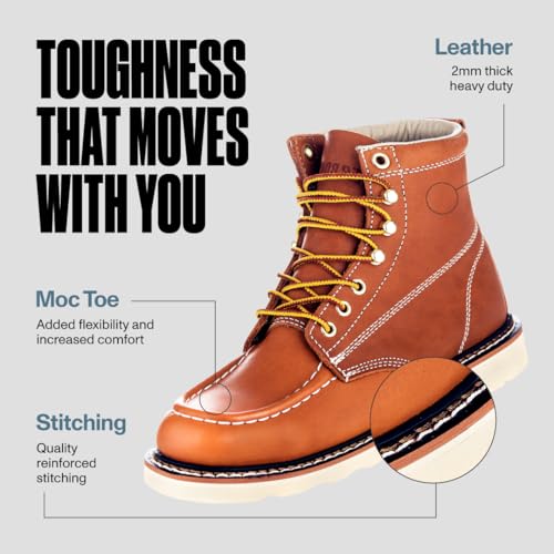 EverBoots Mens Work Boots for Men, Leather EverFit Lightweight Comfort Boot, Anti Slip & Shock Absorption, Soft Oil Grain, Goodyear Welt, Industrial Construction, Roofing, Electrician2