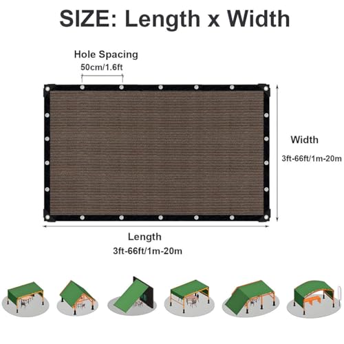 Filet d'ombrage contre la chaleur : bâche marron 8x10 m œillets - 8