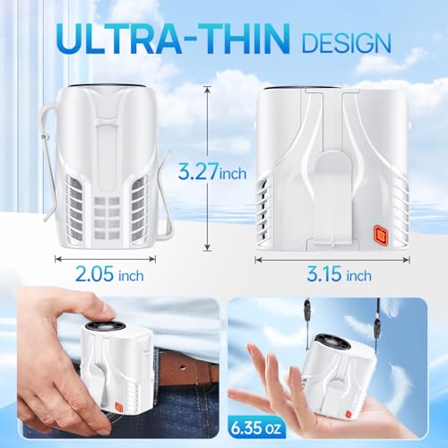Image of Portable Personal Waist Fan& Neck Fan, 14000RPM Brushless Motor, 40H Runtime Rechargeable, 6-Speed Quiet Operation, Clip-On Personal Body Cooling for Camping /Worksites /Outdoor