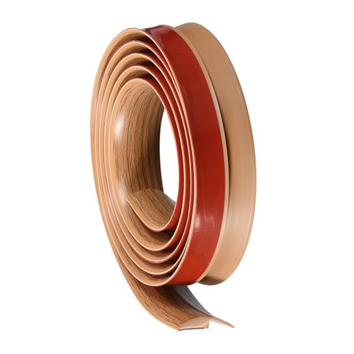 QUARKZMAN Striscia di Transizione Pavimento 3.3piedi Autoadesiva per Tappeti, Profilo di Finitura per Transizione Pavimento in Pvc da 1 Metro per Altezza Inferiore a 5mm, Legno Scuro