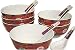 Produktbild yoaxia ® - [ ARABESQUE ROT ] 6 Set [ 12 Teile ] Reisschale Ø 11,5 cm & Löffel