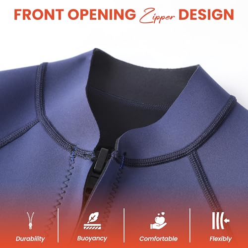 Jintaleco Front Zip Kids Wetsuit, Shorty Wetsuits for Kids Water Sports, 2mm Neoprene Wetsuit with Short Sleeves Cold Water Swimming, Boys & Girls Stylish Swimsuit by Jintaleco - Image 5