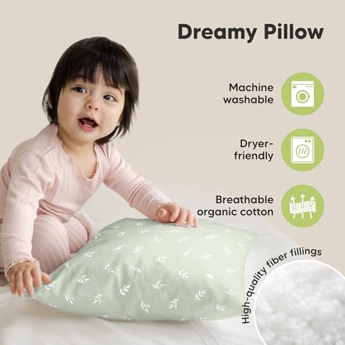 Image of KeaBabies 2pk Toddler Pillows 2 Year Old to 5,13x18 Kids Pillow (Herb) | Soft Organic Cotton Kids Pillow for Sleeping, Travel, School, Daycare, Nap, Toddler Bed, Machine Washable, Without Pillowcase