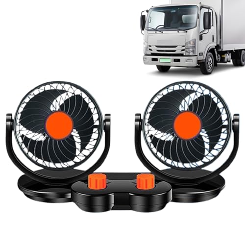 Ahuuen Ventilador Para Asiento De Vehículo | Ventilador Doble Para Camión 12V/24V - Accesorios Auxiliares Automotrices Para Barcos ATV Cabina AutoSemi Furgoneta Asiento Trasero Techo Ventana