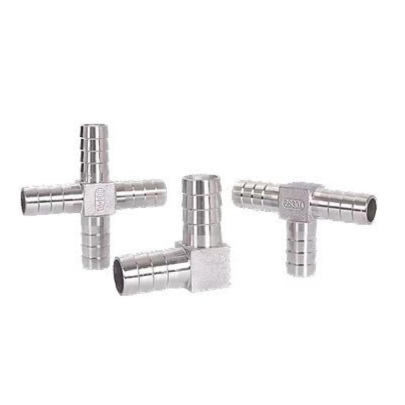 Hose Barb 304 Stainless Steel Hose Tail Barb Connectors 6mm 8mm 10mm 12mm T Type Y Type Pipe Fitting Pagoda Tail Barb Connector (L Elbow,50mm)