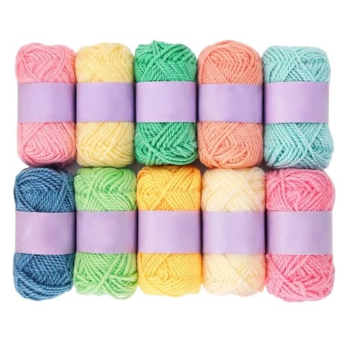 Image of 12 Multicolor Soft Wool Yarn Balls for Knitting, Crochet & DIY Craft | Acrylic Knitting Thread for Hand Embroidery, Weaving, Sewing & Art Projects | Bright Assorted Colors (Pastel 10)