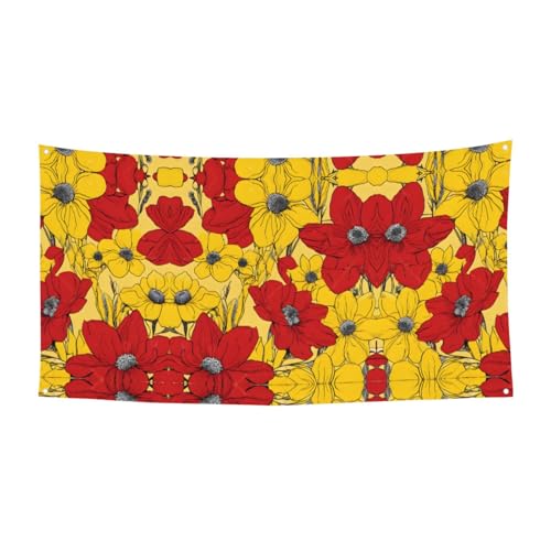 MINDBBDFJ Pretty Poppy Flowers Print Banners And Signs For Outdoor/Indoor,Personalized Banner Customizable Parties Halloween Banner (180x90cm)