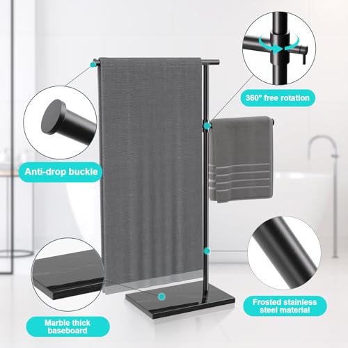 Toallero de pie con base de mármol sofisticado y estructura negra minimalista 5