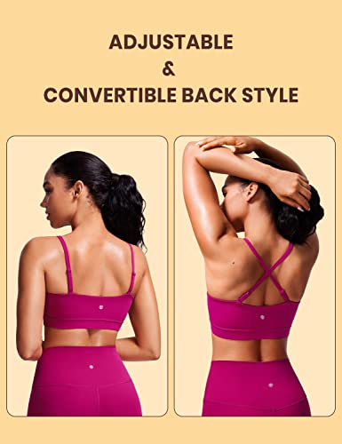 Image of CRZ YOGA Butterluxe Womens Adjustable Spaghetti Thin Strap Sports Bra - Padded Wireless Square Neck Workout Yoga Clothes