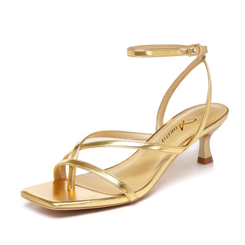 Athlefit Women's Strappy Kitten Heels Square Open...