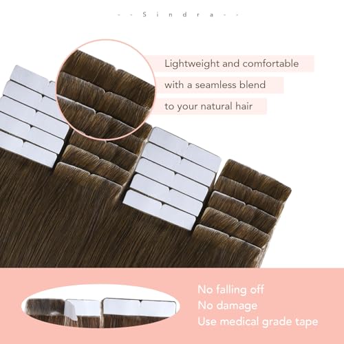 Image of Sindra Invisi Edge Tape in Hair Extensions Human Hair Medium Brown