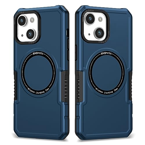 Coque magnétique pour iPhone 15 fine et anti-chute couleur bleu