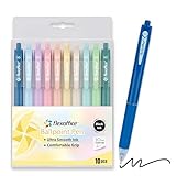 FLEXOFFICE 10-Count Retractable Ballpoint Pens, Black Ink, Medium Point 1.0mm, Pastel Color Barrels with Soft Contoured Grip|Christmas Gifts for Coworkers, Teachers, Friends