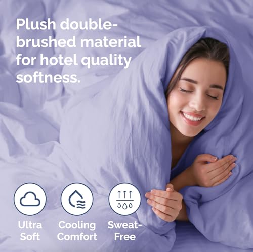 Image of Duvet Cover Queen Size Set - Extra Soft Queen Duvet Cover 90 inch x 90 inch with 2 Pillow Shams for Women, Men, Kids & Teens - Hotel Luxury, Easy-Care w / Zipper Closures & Ties - Comfy & Breathable (Lavender)