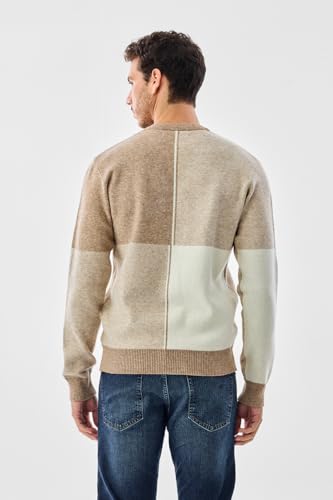 Image of SNITCH Men's Sweater | Color Block Acrylic Blend Regular Fit Crew Neck | Stylish Full Sleeve Lightweight Winter Knitwear for Casual Wear & Everyday Fashion