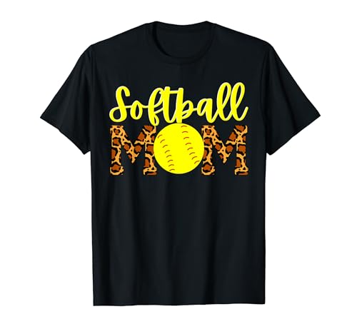 Leopard Softball Mamma Divertente Palla Per Le Donne Softball Mamma Carino Maglietta