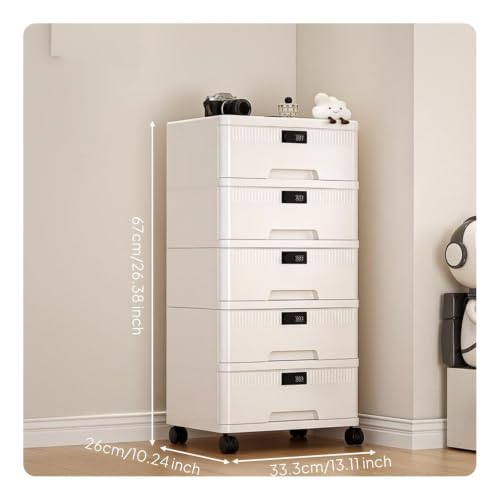 Image of HEAVENGLOW Desktop File Cabinet with Lock Dustproof Lockable Desktop Cabinet A4 Size Compatible Locking Storage Drawer for Students, Dorm Room Tall 5-Layer