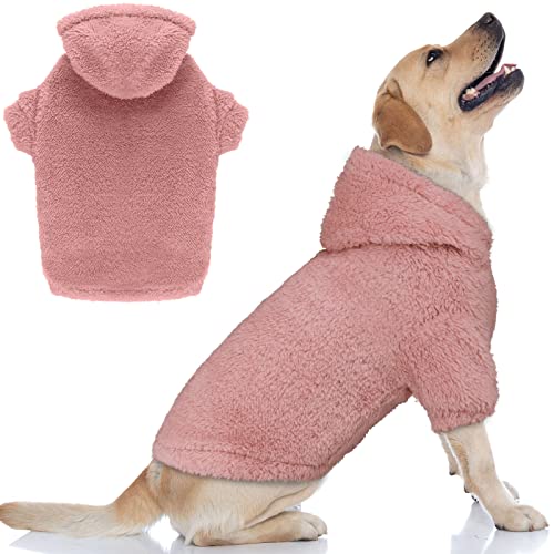 Stpiatue Fuzzy Pink Hoodie for Large Dogs