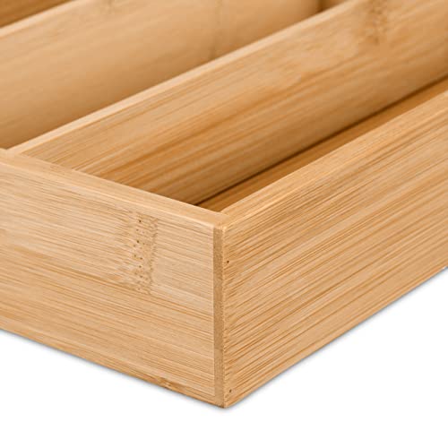 Range-couverts bambou Relaxdays à 6 compartiments pour trier les ustensiles