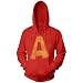 Alvin and the Chipmunks Alvin A Distressed Adult Red Hoodie Sweatshirt (Adult Large)