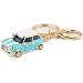 Cute Mini Style Car Keychain Gift Rhinestone detail Cooper key ring Novelty (Sky Blue)