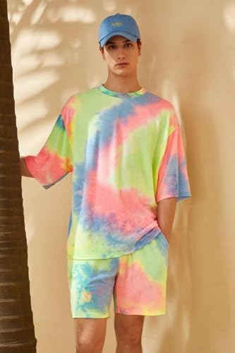 Image of DHRUVI TRENDZ Unisex Co Ord Set | Trendy Night Dress | T Shirt and Short Set Combo Lounge | Stylish Summer Travel Wear | Matching Two-Piece for Vacation