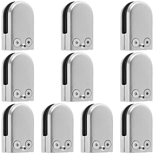 MUKLEI 10 PCS 6-8mm Glass Clamps, 304 Stainless Steel Brackets, Holder Flat Back Clips Grip for Stair, Balustrade, Handrail, Window