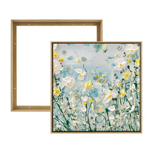 Image of 10x10 Floating Frame for Canvas Painting,0.9 inch Deep,Natural Woodgrain