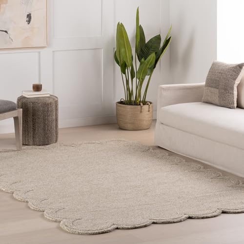 nuLOOM Elira Oatmeal Solid Hand Hooked Wool Area Rug, 4' x 6'