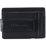 Alpine Swiss Harper Mens RFID Slim Money Clip Front Pocket Wallet Minimalist Leather ID Card Holder Black