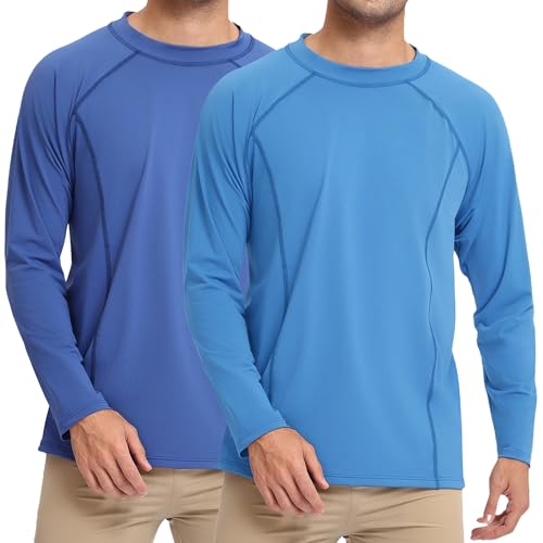 Rash Guard for Men UPF 50+ Sun Protection Long Sleeve Shirts for Fishing Workout Quick Dry Lightweight Cooling