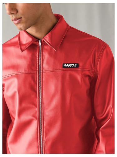 Men's Faux Leather Jacket Zip Up Lightweight Crop Bomber Jacket Lapel Collar Biker Motorcycle Coat Outerwear4