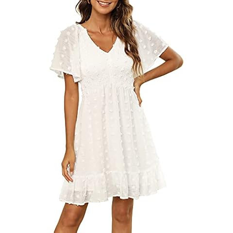 Zattcas Women's Smocked Ruffle Mini Dress Cover