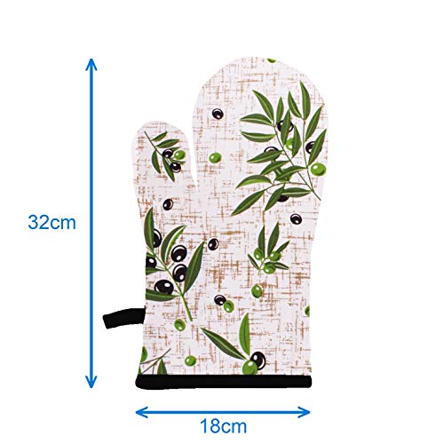 Image of Airwill 100% Heat Resistance, Floral Designed Kitchen Oven Mitts (Gloves) (Green, Black, Pack of 2)